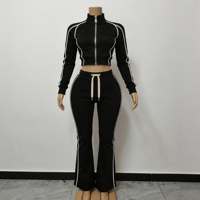 Ensemble streetwear 2 pièces pour femme, sweat à capuche et pantalon couleur unie anthracite, en tissu coton élasthanne, logo personnalisé, tenue décontractée pour l'automne et le quotidien