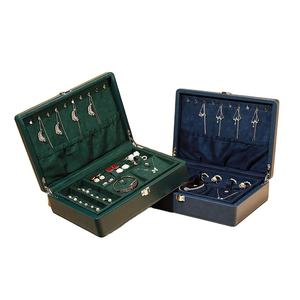 Voyage personnalisé noir bijoux bracelet organisateur boîte de rangement en cuir rectangle collier étui en cuir - Product Image 1