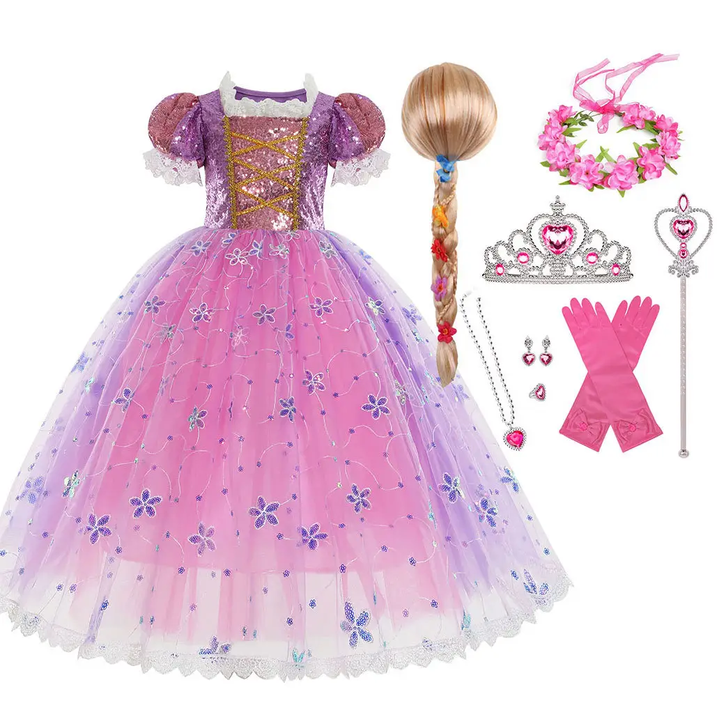TV ve film kostümleri prenses elbise Rapunzel sıcak çocuk kostümleri küçük kız prenses elbise kız fantezi Elsa prenses