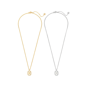 Collar con Colgante de Diamante en Forma de Letra H, 10x15 cm, Cadena de Acero, Oro y Plata - Product Image 2