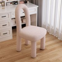 Boucle Schminktisch-Stuhl Wohnzimmer Akzentstühle Cremefarbener Stil Gebogene Rückenlehne Freizeitmöbel Nagelstudio Sedia Da Salotto