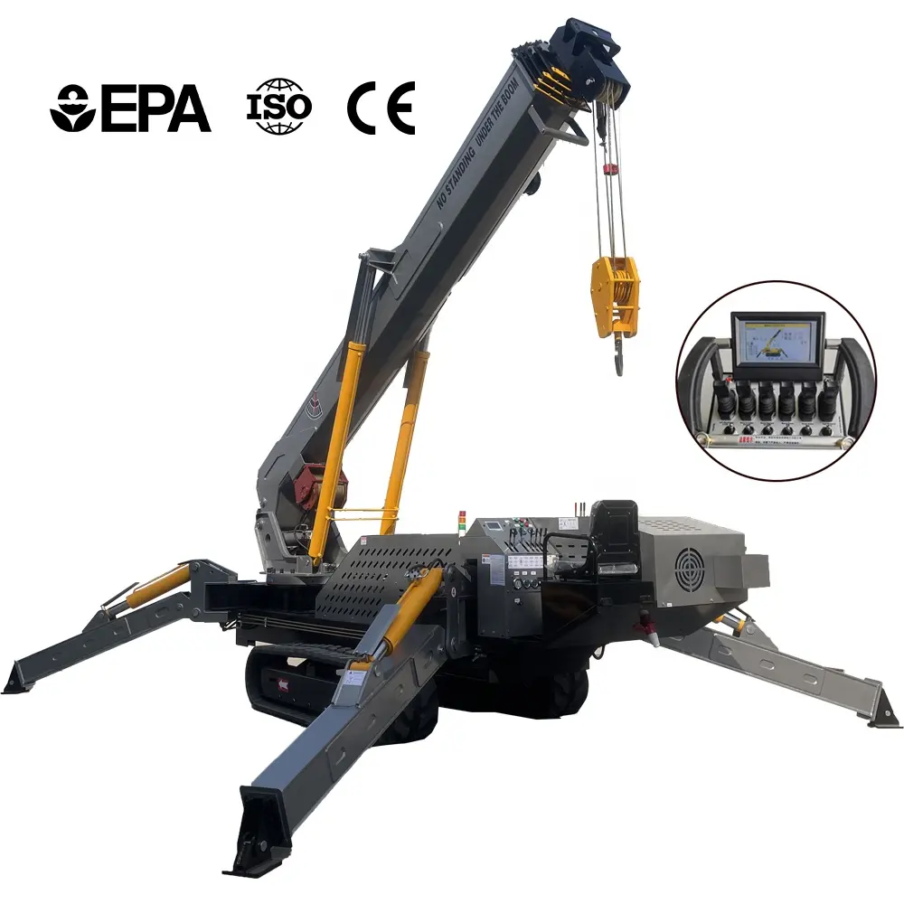 Gru di alta qualità Spider 3Ton 5Ton 8ton potenza AC Diesel Euro V cingolato Spider braccio gru