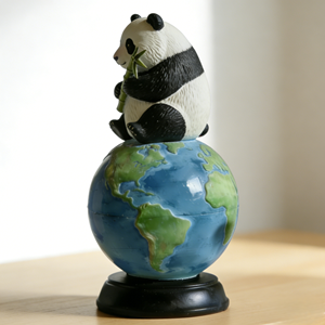 Figurine en résine Panda et Terre - Décoration d'intérieur animale et mondiale, Cadeau de Noël haut de gamme, Sculpture personnalisable Bozhi Art - Product Image 5