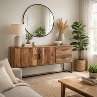 Aparador de Estilo Europeo con Estructura de Hierro Industrial |   Mueble de Almacenamiento Moderno y Minimalista para Sala de Estar |   Tamaños y Colores Personalizados |   AKKU