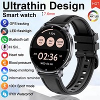 HT39 Nuevo Reloj Inteligente Ultrafino de 1.32 Pulgadas para Hombre con Linterna, GPS, Llamadas Bluetooth, NFC, Monitor de Ritmo Cardíaco, Deportivo, para Mujer