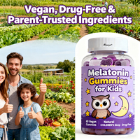 Gummies à la mélatonine personnalisables OEM/ODM de 1 mg pour enfants avec camomille et mélisse pour un sommeil réparateur, à partir de 3 ans, non habituantes