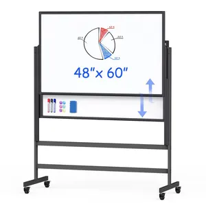Large Standing Easel White Board Mobile Double-Side Magnetic Rolling White Board Height Adjustable Dry Erase Whiteboard