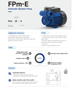 0,25kw 1/3hp Lage Ruis Automatische Booster Pomp Voor Dak Watertank Druk Met Stromingsschakelaar - Product Image 4