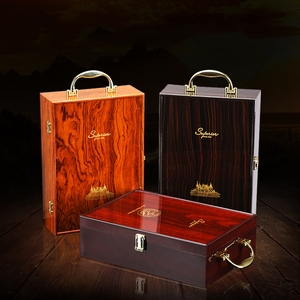 Hộp gỗ đựng rượu thủ công cao cấp, 2 chai, sơn hoàn thiện như đàn piano, bán buôn, tùy chỉnh, hộp gỗ trống có tay cầm - Product Image 3