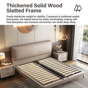 Meubles de chambre à coucher en bois de luxe moderne, lits rembourrés, cadre de lit double super king size avec tiroirs, design 2026 - Product Image 3