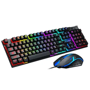 Ys130 Custom Spanje Duitse Lay-Out Draadloze Blue-Tooth Toetsenbord Muis Combo Rgb Backlit Teclado Y Muis Bedraad Toetsenbord En Muis