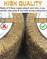 Brosse à tambour en fil d'acier plaqué cuivre de 4,7 po x 4 po, outil de conditionnement de surface, roue de dessin pour surface métallique à 3/4 rainures quadruples