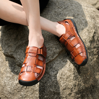 Nouveaux modèles sandales simples de haute qualité pour hommes en cuir véritable bout en caoutchouc été en plein air été ville chaussures de jogging grand 47 48