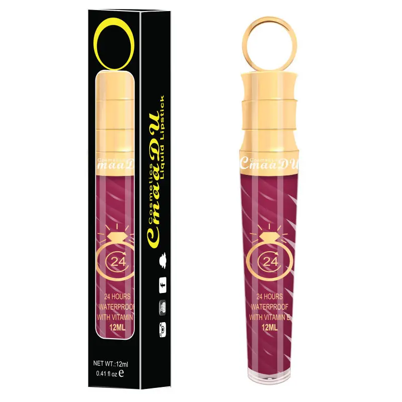 CMAADU 20 di colore tubo filettato ravanello testa di metallo opaco perla lip gloss rossetto rossetto Personalità