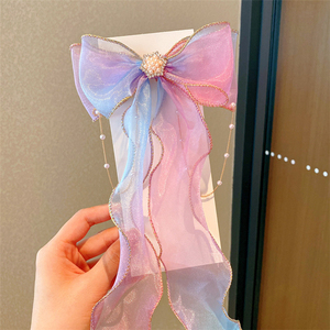 Aksesori pita besar anak perempuan, jepit rambut gradien mutiara kupu-kupu untuk anak perempuan gaya manis Aksesori bayi - Product Image 5