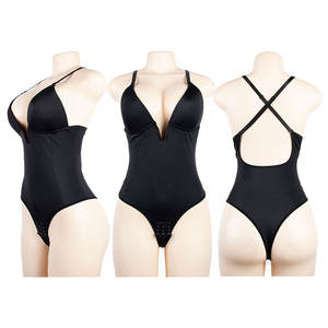 Venta al por mayor <span class=keywords><strong>cinta</strong></span> Invisible negro Fitness Bodysuit Sexy mujeres espalda descubierta Body Shaper logotipo personalizado transpirable Material de nylon - Product Image 2