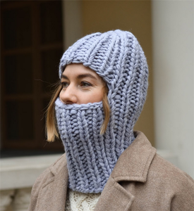 S9657 Christmas Gift Hand Knit Designer Balaclava Hood