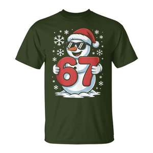 Snowman Christmas <b>T</b>-<b>Shirt</b> 67 <b>Meme</b> Design Holiday Wear Unisex Adult Short Sleeve Crew Neck Digital Printing - Product Image 1