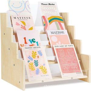 Wooden <b>Desktop</b> Organizer 4 Layers Standing Type Office Storage <b>Shelf</b> For Cards And Figurines - Product Image 5