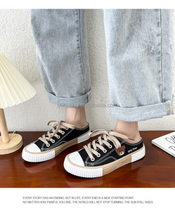 Chaussures en <span class=keywords><strong>toile</strong></span> Little Bear pour femmes, nouvelles baskets basses décontractées d'été, style coréen tendance, polyvalentes, demi-mules pour filles - Product Image 5