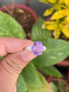 Oval Amethyst Sterling Silver <b>Ring</b> Natural Gemstone Engagement <b>Ring</b> Fine Jewelry - Product Image 4