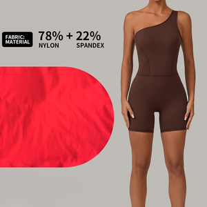 Chất lượng cao thoáng khí màu rắn Một Vai <span class=keywords><strong>unitard</strong></span> với hip nâng Quần ngắn thể thao áo liền quần cho phụ nữ Đào Tạo - Product Image 4