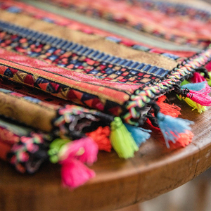 Rideaux Jacquard Avec Glands Salon Rideaux D'extérieur Tissu Oriental <span class=keywords><strong>Japonais</strong></span> Porte Rideaux Panneaux Vintage - Product Image 3