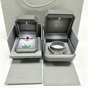 Luxury Gray Octagonal Jewelry <b>Box</b> Set With Led Light Drawer Storage For Necklace <b>Ring</b> Jewelry Packaging Gift Bag Included - Product Image 4