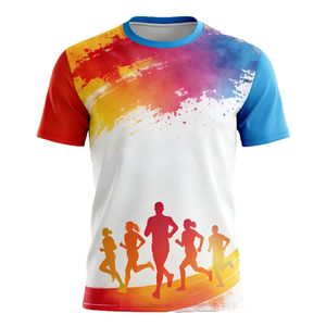 Custom Unisex Running T-Shirt Sublimated Gradient Color Crew Neck Short Sleeve Moisture Wicking Polyester Sport Top - Product Image 1