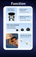 Bouchons d'oreilles lavables blancs doux pour le sommeil et contre le ronflement, ajustement confortable |   Bouchons d'oreilles en silicone pour dormir.