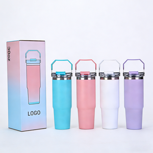 Custom Logo 30oz Tumbler with Handle Vacuum Insulated Coffee Mug Thermal Cup for Car