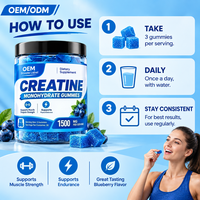 Permen Creatine Monohydrate 4500MG Per Sajian, Energi Pra-Latihan, Vegan, Bebas Gula, Bentuk Kustom, Logo OEM ODM, HALAL