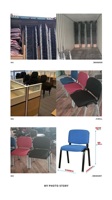 Chaise de bureau sans accoudoirs en maille, à quatre pieds, durable, avec tablette d'écriture, pour la maison et le bureau, vente en gros pour fabricants et commerce extérieur