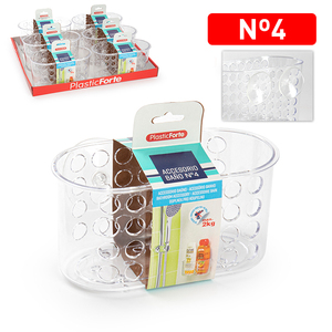 Cestino portaoggetti in plastica trasparente PlasticForte n. 4 per l'organizzazione della casa, resistente e riutilizzabile - Product Image 1