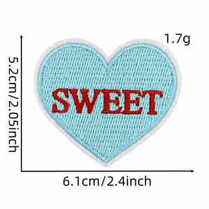 Stock 5.2*6.1cm Iron on Embroidered Heart With Words Valentine Patch for <b>Hat</b> <b>Bag</b> Decoration - Product Image 4