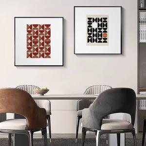 Cuadro Decorativo Abstracto Cuadrado, Pintura al Óleo sobre Lienzo, Arte de Pared Enmarcado, Marco de Aleación de Aluminio Negro, Diseño Rectangular Moderno y Minimalista - Product Image 3