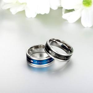 Rotating Titanium Steel <b>Ring</b> With Electrocardiogram Design Heartbeat Pattern Unisex Fashion Jewelry Gift - Product Image 2