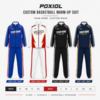 Ensemble de survêtement de basketball personnalisé à séchage rapide, veste zippée et pantalon, sublimation, pour équipes, vente en gros, tissu