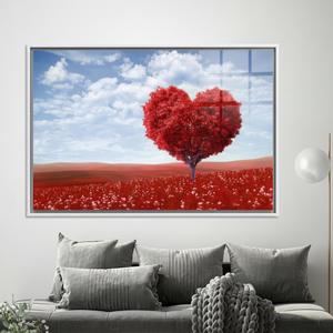 Heart Tree <b>Canvas</b> <b>Print</b>: Modern Tempered Glass Wall Art,WHITE <b>FRAMED</b> <b>CANVAS</b> - Product Image 3
