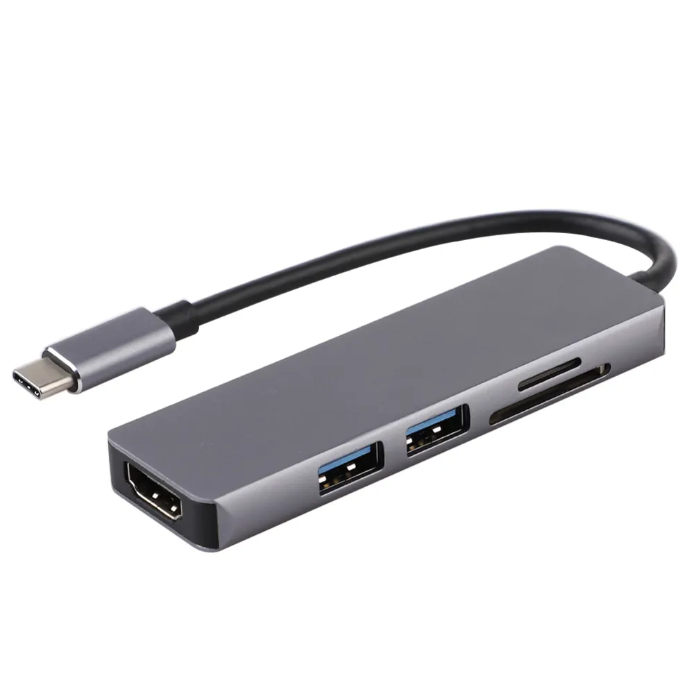 5 In 1 USB C Hub dengan AV HD MI, USB3.0, TF, SD Card Slot untuk Macbook Pro, Google Chromebook Pixel, Samsung S8 dan Banyak Lagi