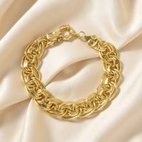 Bracelet à double chaîne ovale personnalisé avec fermoir en O, vente en gros, bijoux de mode plaqués or 18 carats pour femmes
