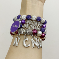 NCNW Symbol Charm Collection белый фиолетовый жемчуг Национальный Совет негритянских женщин эластичный браслет женские ювелирные аксессуары