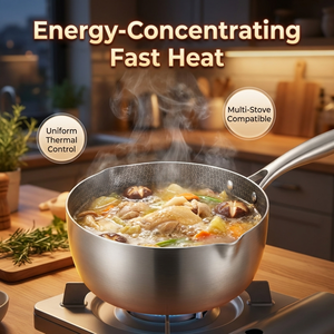 Casserole à lait FLEY de haute qualité en acier inoxydable 304 de 20 cm, antiadhésive, nid d'abeille, Yukihira, pour cuisinières à gaz et à induction - Product Image 2