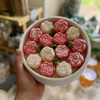 Bougie parfumée de luxe à combustion longue durée en forme de fleur, faite à la main, en cire de soja, dans un grand bol, pour la décoration de la maison, cadeau
