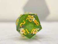 Jeu de dés en résine verte à motifs floraux, 7 pièces, dés de jeu polyédriques avec numérotation dorée pour jeux de société de rôle sur table