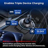 Cable de Alimentación 3 en 1 para Starlink Mini, 5M, 12V-24V, Adaptador de Encendedor de Cigarrillos a Cable de Alimentación CC con Puerto USB Tipo C