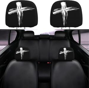 Housse d'appui-tête de <span class=keywords><strong>voiture</strong></span> en polyester imprimé crâne noir amusant, adaptée aux voitures universelles, différents motifs - Product Image 4