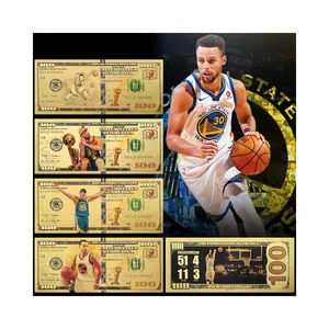 Billete de plástico chapado en oro de la estrella del baloncesto americano, venta al por mayor, Curry, 100 dólares