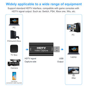 Carte de capture HDM1 vers USB 1080P 60FPS, dispositif de capture <span class=keywords><strong>vidéo</strong></span> USB 2.0 avec sortie en boucle pour l'enregistrement en streaming - Product Image 4