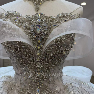 Lsjj139 Luxury Wedding Dresses Sweetheart Bridal Ball Gowns Chapel Train Appliques Rhinestone Backless <b>Bride</b> Dress for - Product Image 3